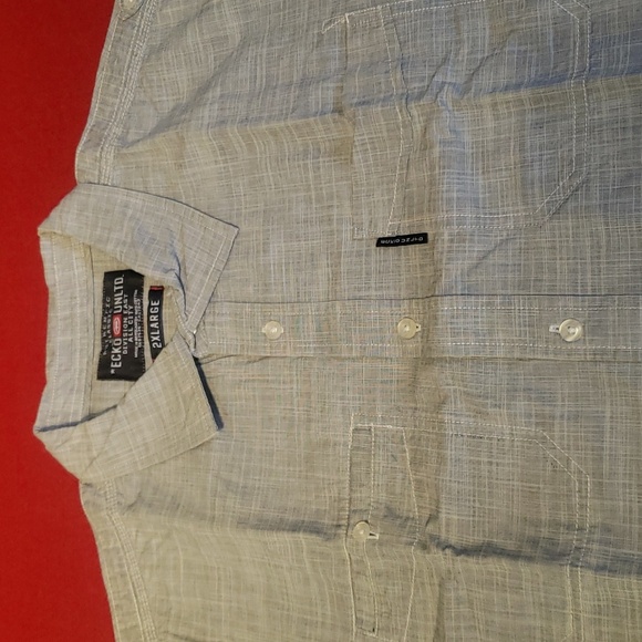 Lot of 2 Mens XXL gray and light gray short sleeve button up shirts by Marc Ecko - Picture 5 of 9